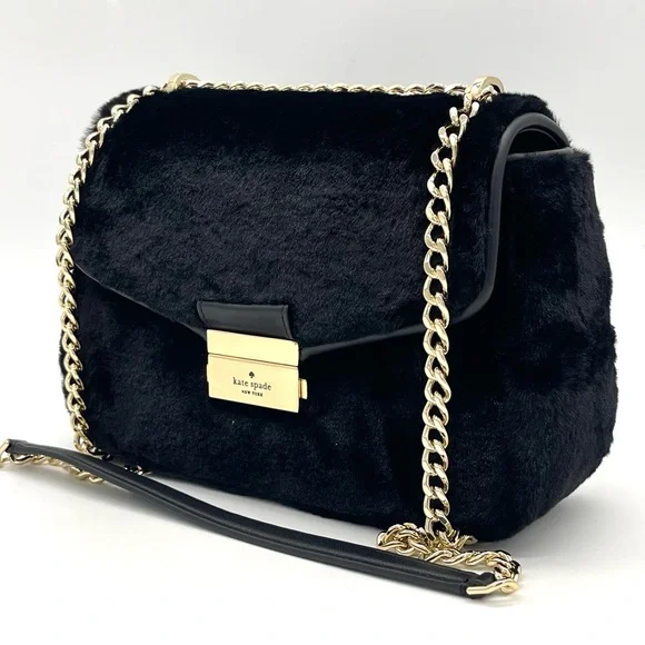 Kate Spade Faux Fur Small Crossbody Bag Black